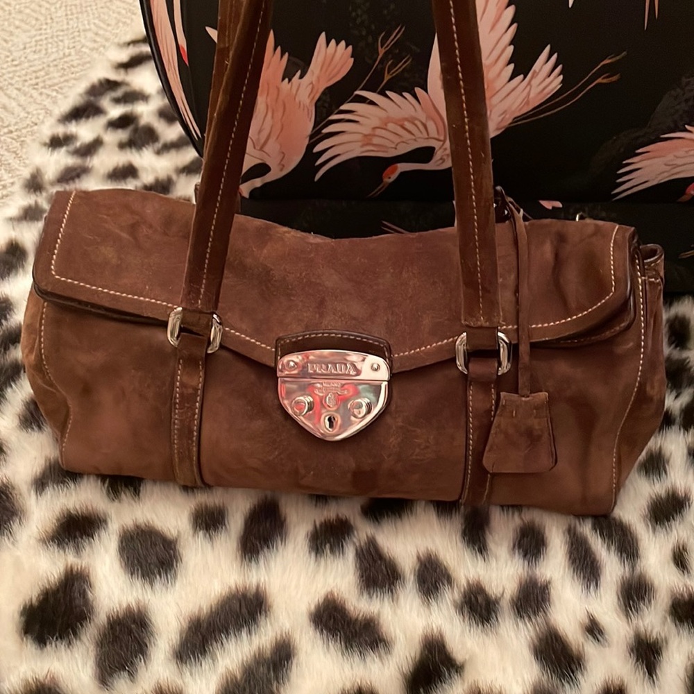 Brown suede Prada bag